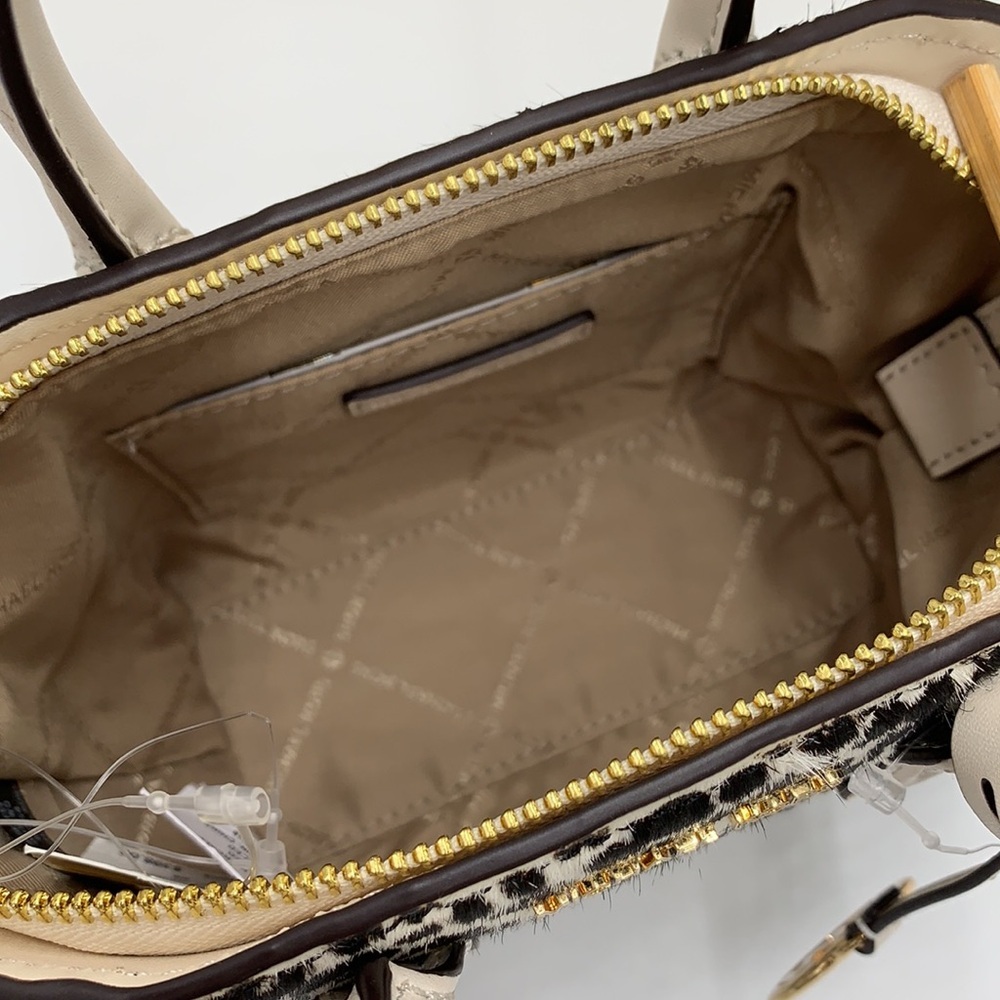 Avril Extra-Small Cheetah Print Calf Hair and Leather Satchel Light Cream multi - Picture 12 of 16